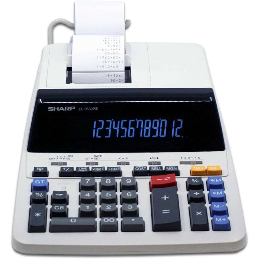 EL-2630PIII - Sharp Deluxe Commercial Two-Color Printing 12-Digit Calculator Mini