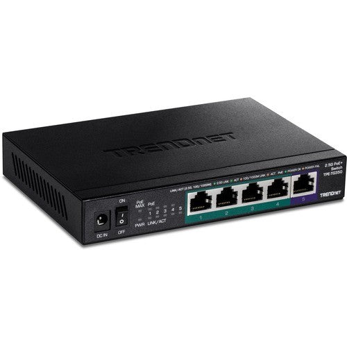 TPE-TG350 - TRENDnet 5-Port Unmanaged 2.5G PoE+ Fanless Compact Switch