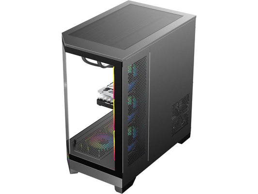 VANGUARD-F1-BK - DIYPC Black Dual USB3.0 and Type C Tempered Glass ATX Full Tower
