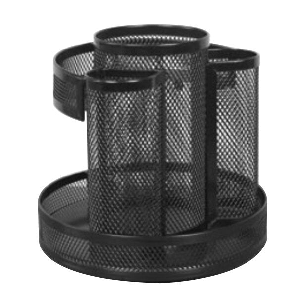 UNV20022 - Universal 8 Compartments Black Metal Mesh Rotating Desktop Organizer