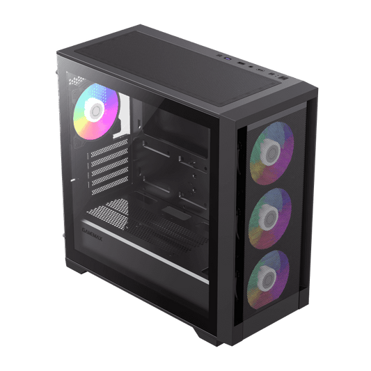 DEFENDERMB - GameMax Defender Mesh Micro-ATX Gaming PC Case Pre-installed 4x ARGB Fan