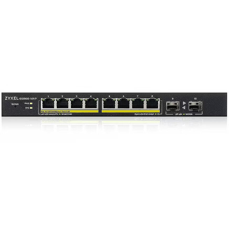 GS1900-10HP-EU0102F - Zyxel 8-Port GbE L2 PoE+ Smart Switch