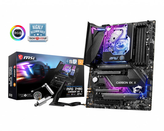 MSI MPG Z490 GAMING CARBON EK X ATX GAMING MOTHERBOARD EK CUSTOM LIQUID COOLING