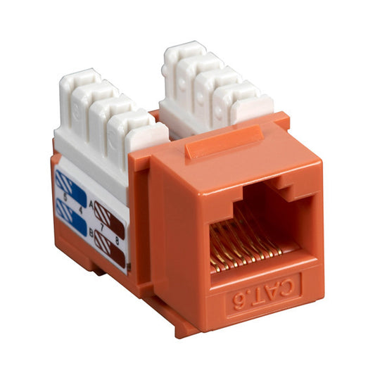 CAT6 KEYSTONE JACK - UNSHIELDED, RJ45, ORANGE, 25-PACK