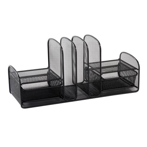 3263BL - Safco Onyx Mesh Desk Organizer Three Sections/Two Baskets 17 x 6 3/4 x