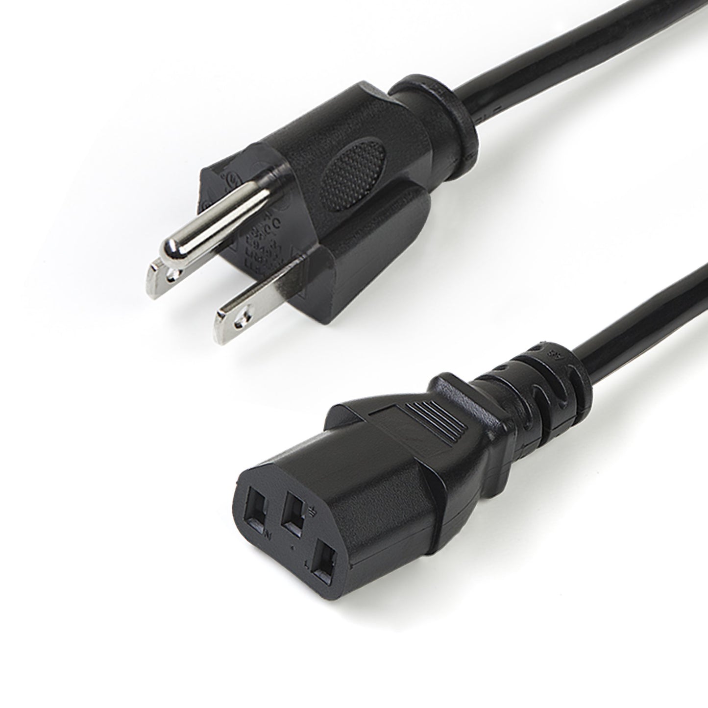 10FT (3M) 18AWG FLEXIBLE COMPUTER POWER CORD W/ NEMA 5-15P AND IEC 60320 C13 CON