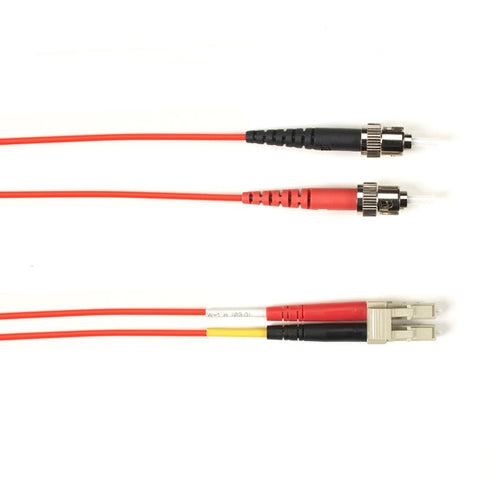 OM3 50/125 MULTIMODE FIBER OPTIC PATCH CABLE - LSZH, ST TO LC, RED, 3-M (9.8-FT.