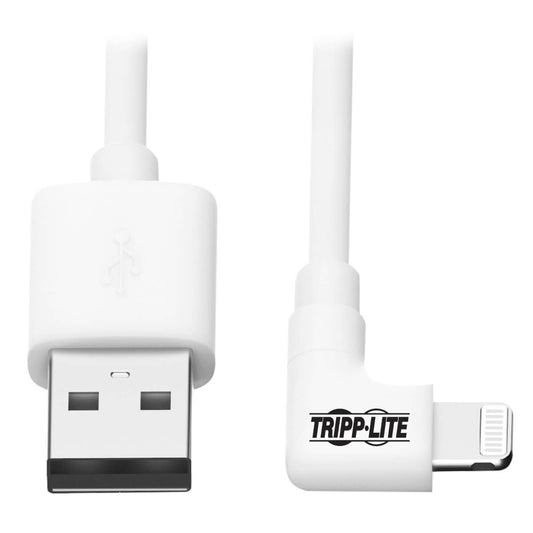 M100-006-LRA-WH - Tripp Lite LIGHTNING TO USB SYNC CHARGE RIGHT-ANGLE IPHONE IPAD WHITE 6FT