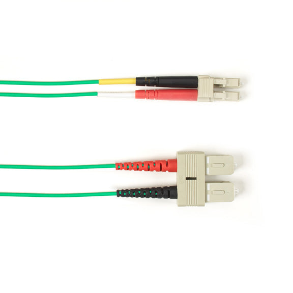 OM2 50/125 MULTIMODE FIBER OPTIC PATCH CABLE - OFNP PLENUM, SC TO LC, GREEN, 5-M