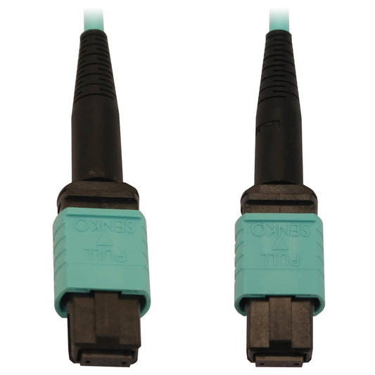 Tripp Lite N844B-10M-12-P fiber optic cable 393.7" (10 m) MPO/MTP OFNR OM3 Aqua color, Black