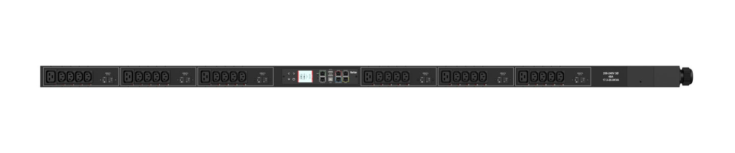 3PH 208V AC 60A 48A/PH RATE 30 OUTLETS 24XC13 6XC19 PLUG 3P+E 9H 60A DELTA BOTTO