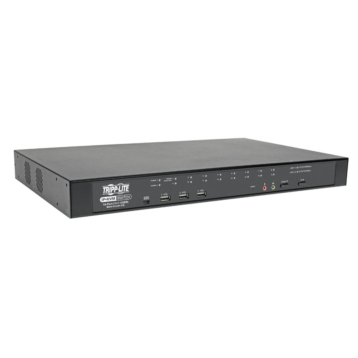 16-PORT CAT5 KVM OVER IP SWITCH WITH VIRTUAL MEDIA - 1 LOCAL & 1 REMOTE USER, 1U