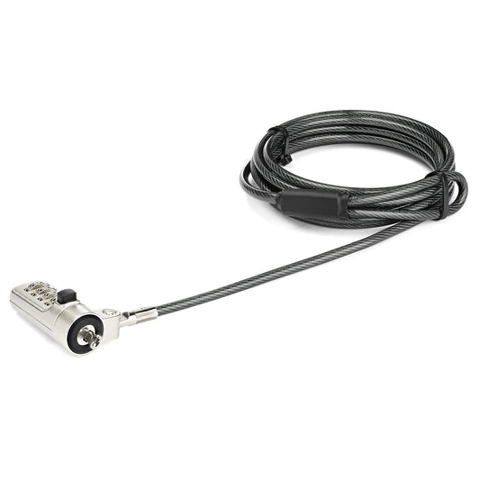 6.5FT COMBINATION LAPTOP CABLE LOCK COMPATIBLE W/ NOBLE WEDGE SLOT - KEYLESS 4-D