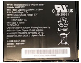 BATTERY PACK,LITHIUM POLYMER, 4950  MAHR / 7.7V, ET51 OR ET56 10 WINDOWS ONLY, R