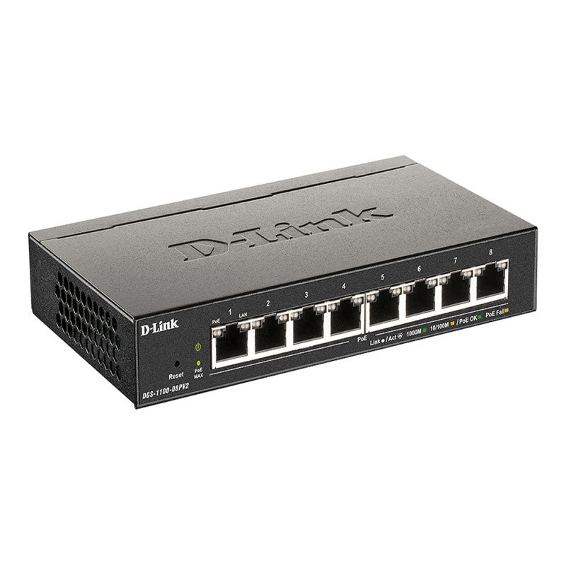 DGS110008PV2 - D-Link 8-Port Gigabit PoE+ Smart Managed Switch