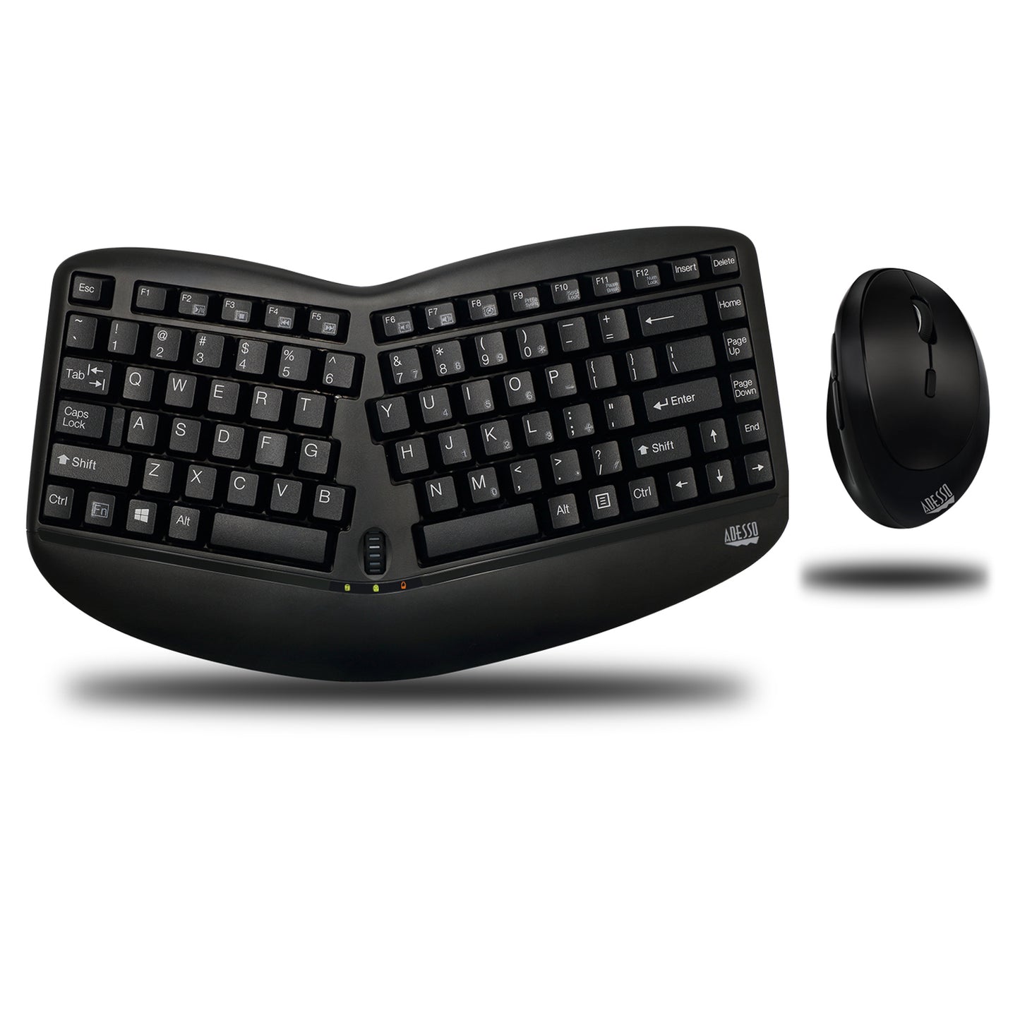 WKB-1150CB - Adesso TRU-FORM MEDIA 1150 WIRELESS ERGO MINI TRACKBALL KEYBOARD AND OPTICAL ERGO MOUS