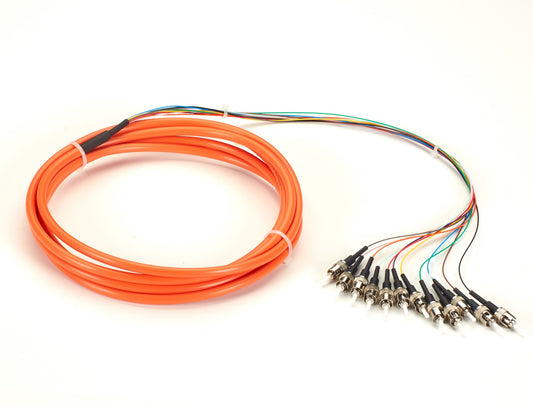 Black Box FOPT50M1-ST-12OR-3 fiber optic cable 118.1" (3 m) 12x ST OFNR OM1 Orange