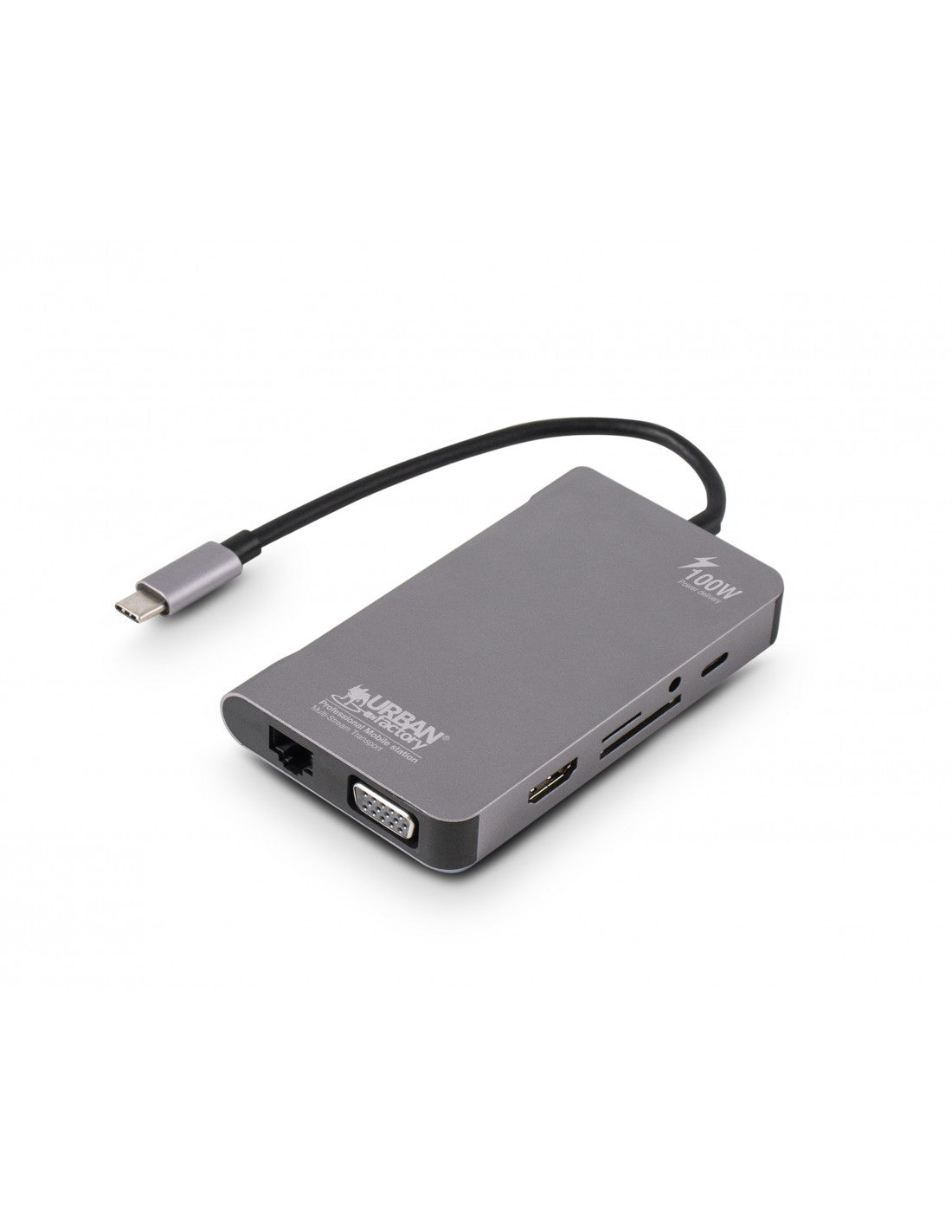 TCM16UF - Urban Factory HUBEE PLUS MOBILE STATION USB-C PASS THRU 100W MULTI-STREAM