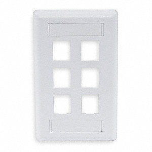 NSP16W - Hubbell Multimedia Wall Plate Standard Size Rear-loading 1 Gang 6 Port