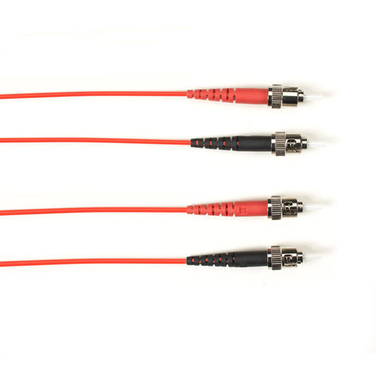 OM2 50/125 MULTIMODE FIBER OPTIC PATCH CABLE - OFNR PVC, ST TO ST, RED, 2-M (6.5
