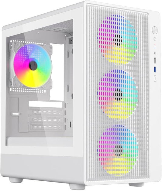 ARGB-R1-W - DIYPC White USB3.0 Type C Micro ATX Gaming Computer Case