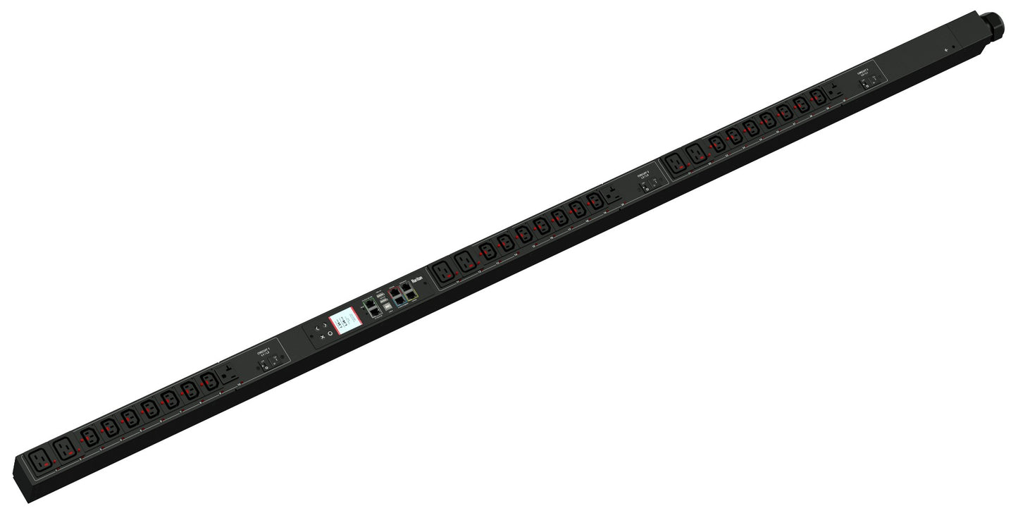 3PH, 208V AC, 30A (24A/PH RATED); 30 OUTLETS: 3X NEMA 5-20R, 21X C13 LOCKING, 6X
