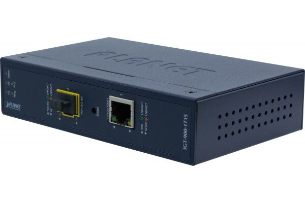 IGT-900-1T1S - Planet 1-Port Gigabit RJ45 to 2.5Gbps SFP Industrial Managed Media Converter