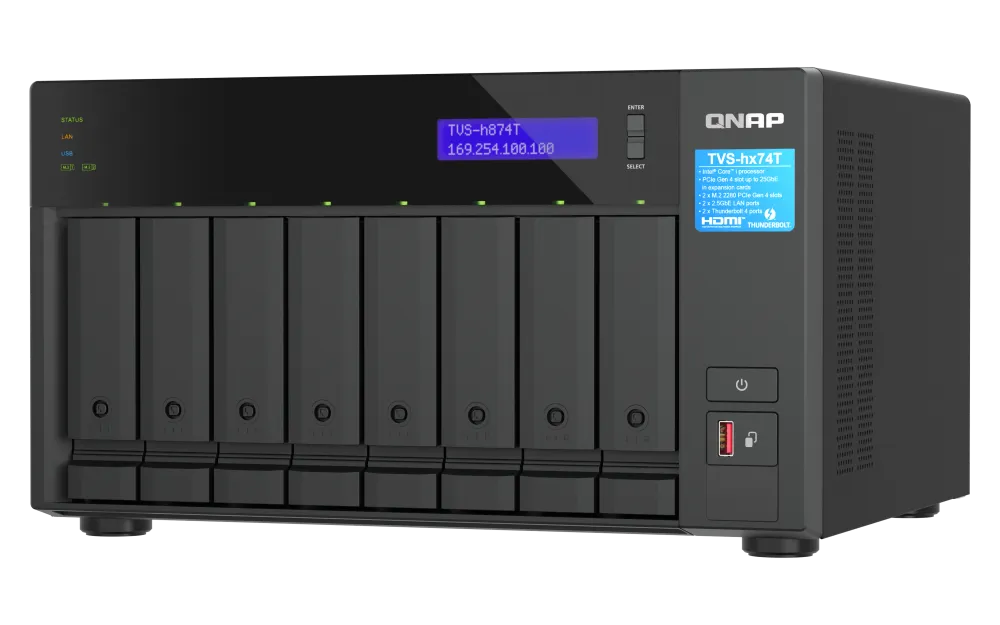 TVS-H874T-I9-64G - QNAP 8-Bay Core i9 16-Core 64GB DDR4 Thunderbolt 4 2.5GbE NAS