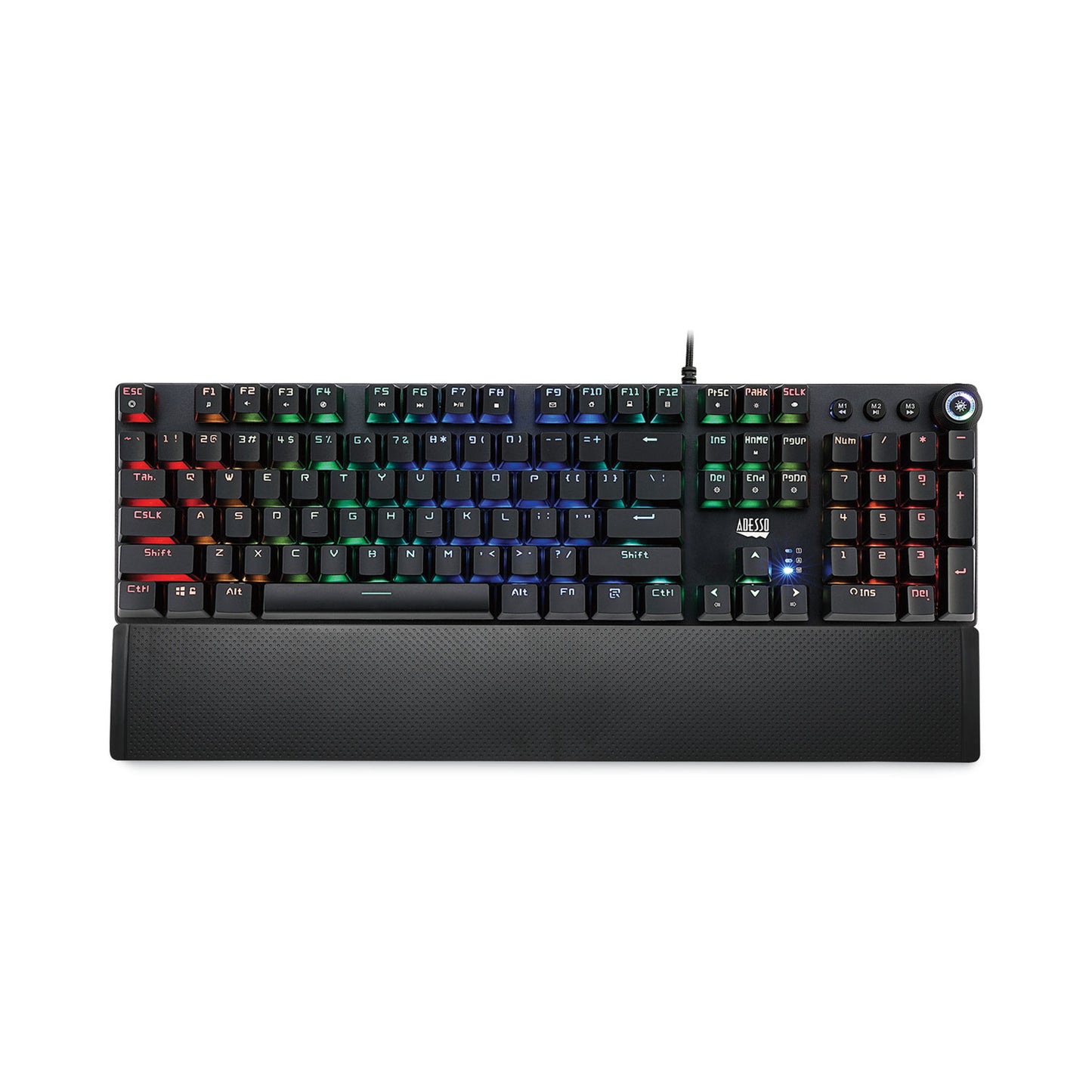 AKB650EB - Adesso RGB Mechanical Gaming Keyboard Detachable Magnetic Palmrest