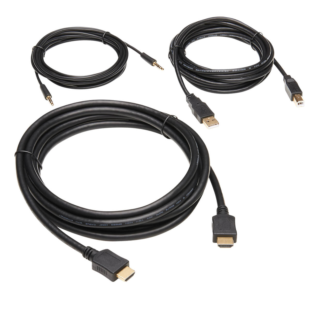 HDMI KVM CABLE KIT - 4K HDMI, USB 2.0, 3.5 MM AUDIO (M/M), BLACK, 10 FT.