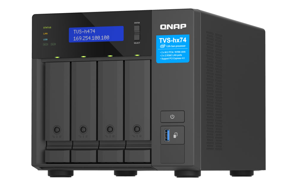 QNAP TVS-h474 NAS Tower Ethernet LAN Black G7400