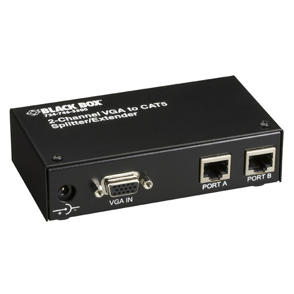 2-CHANNEL MINI CAT5 VGA SPLITTER/EXTENDER TRANSMITTER WITH LOCAL PORT, GSA, TAA