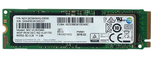 Samsung PM981 M.2 256 GB PCI Express 3.0 NVMe