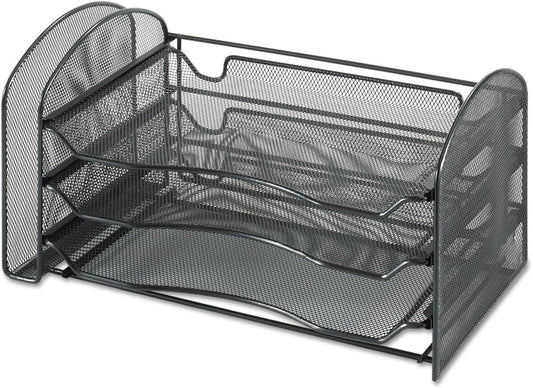 3265BL - Safco Mesh Desk Organizer 1 Vertical/3 HORIzontal Sections 16 1/4 x 9
