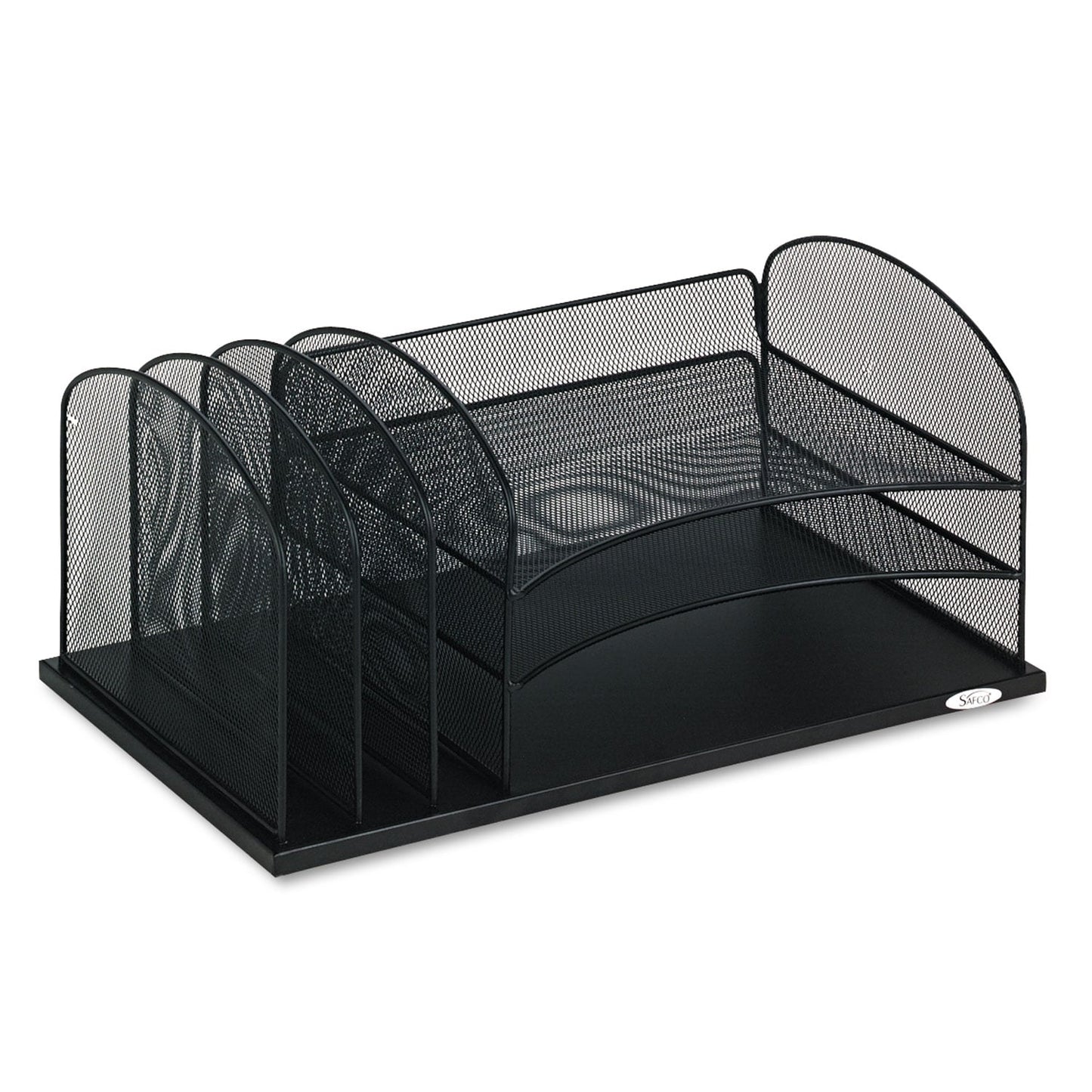 3254BL - Safco Desk Organizer Six Sections Steel Mesh 19 3/8 x 11 3/8 x 8 Black