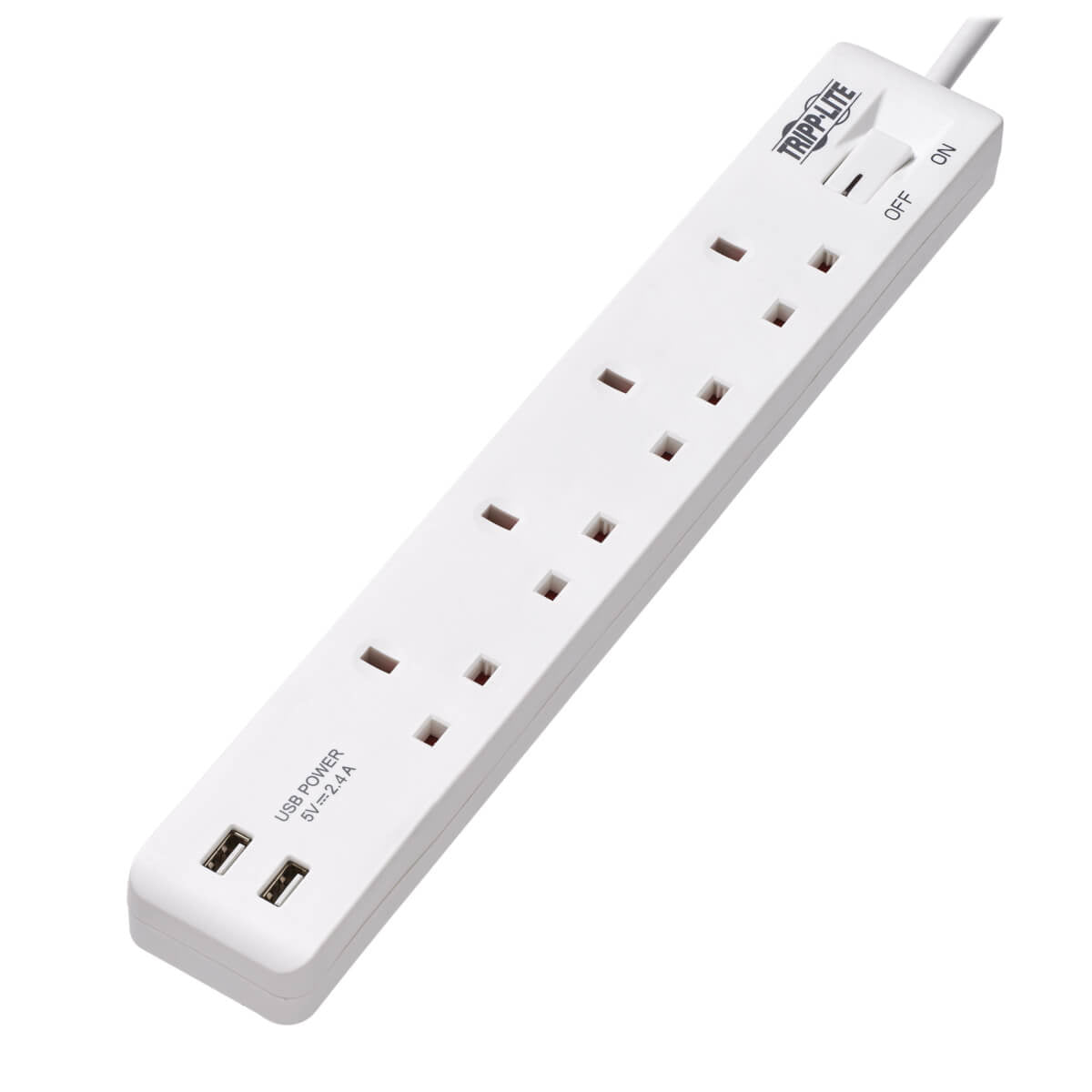 4-OUTLET POWER STRIP WITH USB-A CHARGING BS1363A OUTLETS, 220-250V, 13A, 1.8 M C