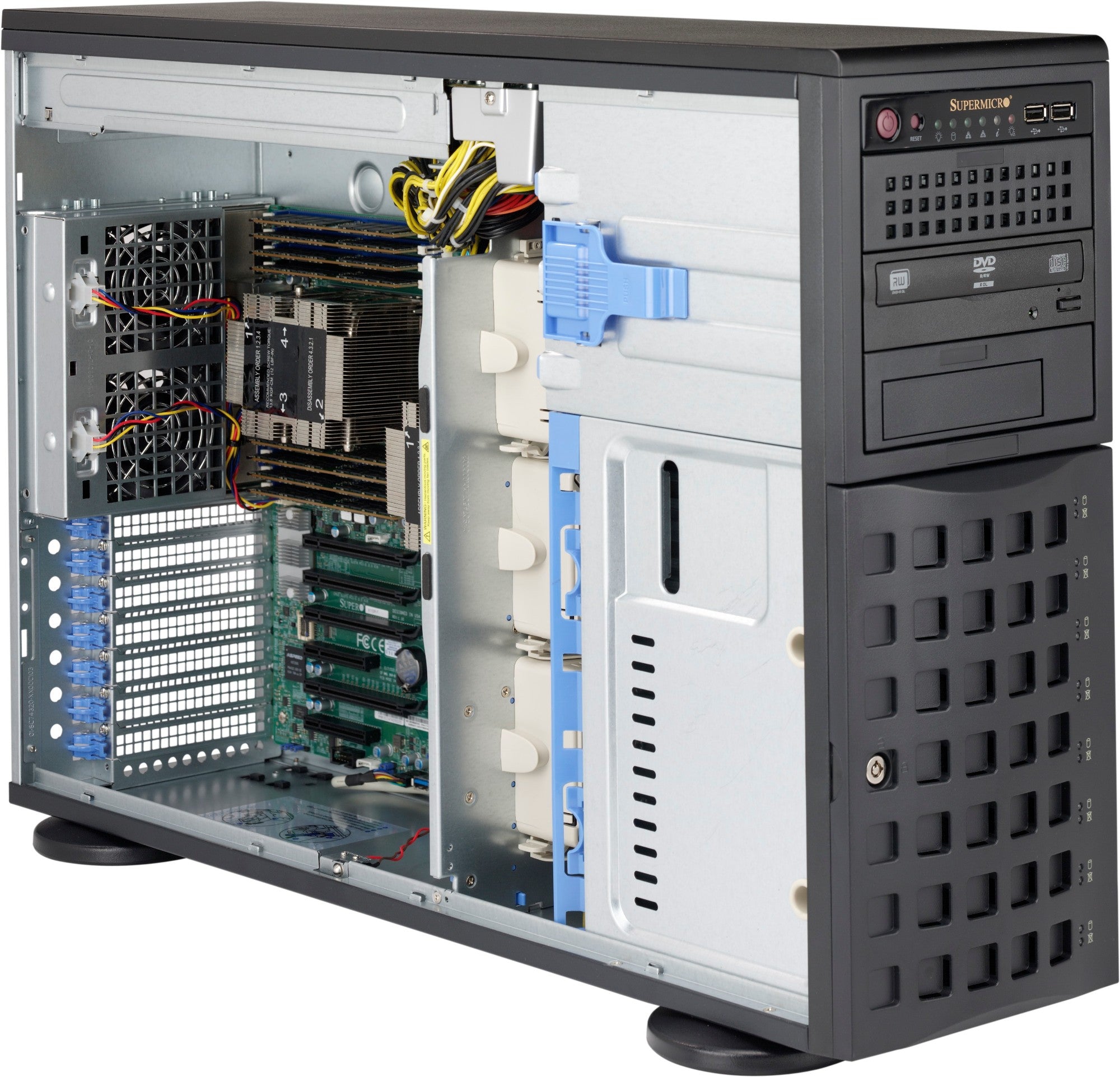 CHASSIS, BLACK 4U TOWER SC745BAC WITH REDUNDANT 1230W POWERSUPPLY ...