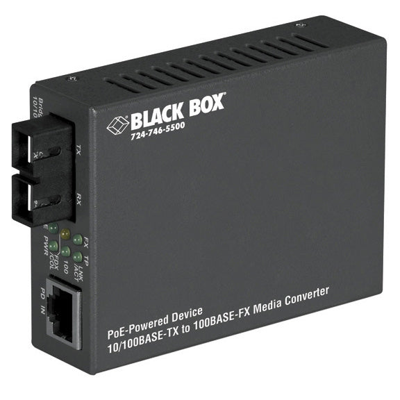 FAST ETHERNET POE PD MEDIA CONVERTER-10/100-MBPS COPPER TO 100-MBPS MULTIMODE FI