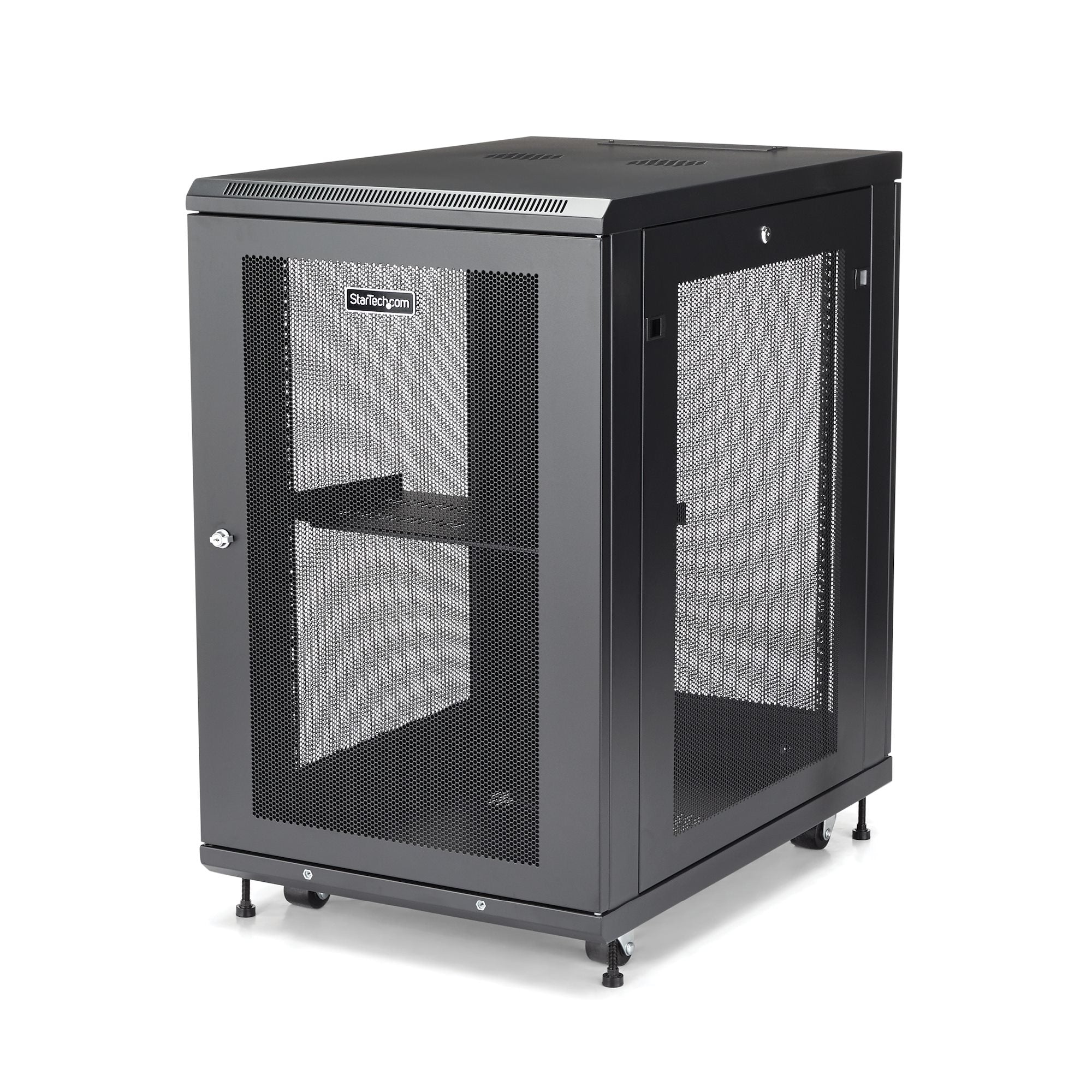 4 POST 18U 19IN SERVER RACK CABINET W/CASTERS/LEVELLING FEET - MOBILE ...