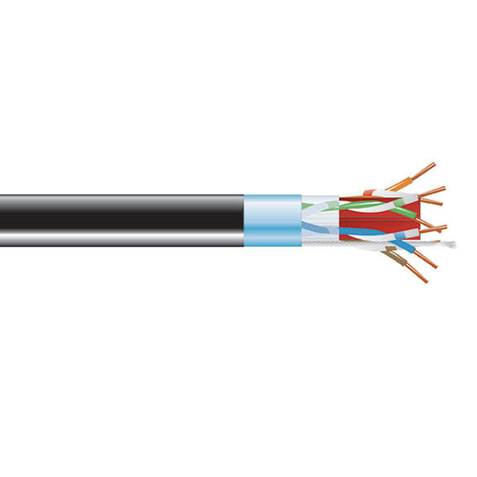 CAT6A 650-MHZ SOLID ETHERNET BULK CABLE - SHIELDED (F/UTP), CMP PLENUM, BLACK, 1