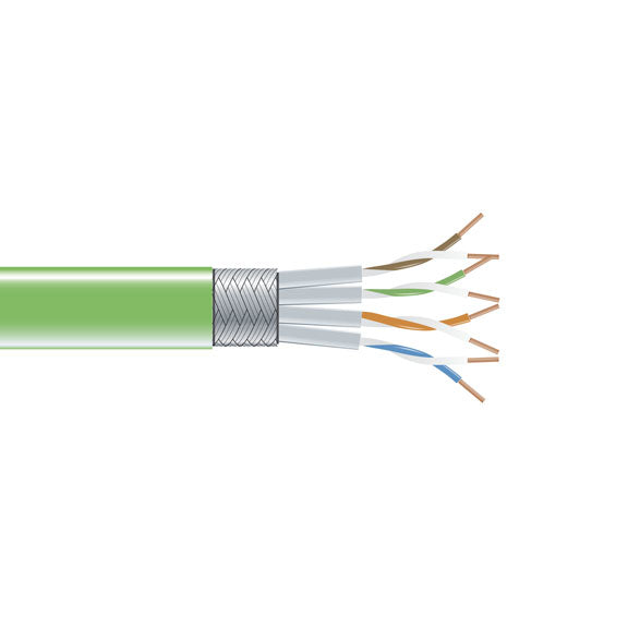 CAT6 250-MHZ STRANDED ETHERNET BULK CABLE - SHIELDED (S/FTP), CM PVC, GREEN, 100