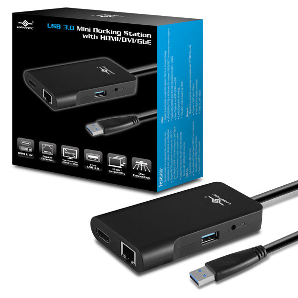 DSH-M100U3 - THE VANTEC USB 3.0 MINI DOCKING STATION WITH HDMI/DVI/GBE IS DESIGN TO BE QUICK