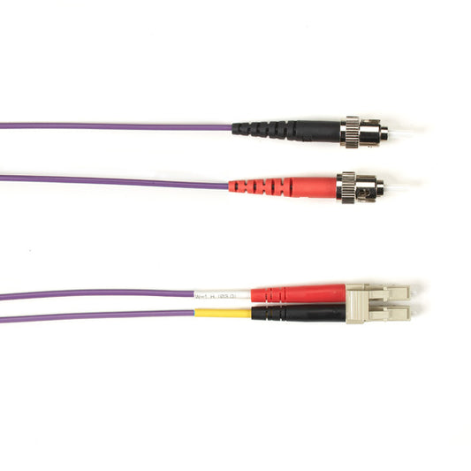 OM1 62.5/125 MULTIMODE FIBER OPTIC PATCH CABLE - OFNR PVC, ST TO LC, PURPLE, 2-M