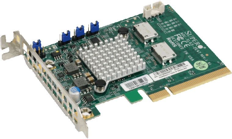 AOC-SLG3-2E4R-O - Supermicro Dual NVMe PCIe 3 x8 Riser Adapter Card