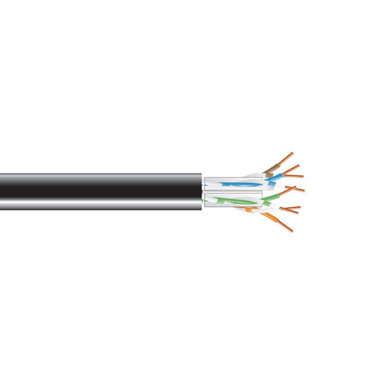 CAT6A 650-MHZ SOLID ETHERNET BULK CABLE - SHIELDED (F/UTP), CMR PVC, BLACK, 1000