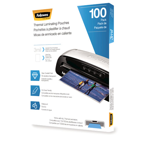 5743301 - Fellowes THERMAL LAMINATING POUCHES - LETTER 3 MIL