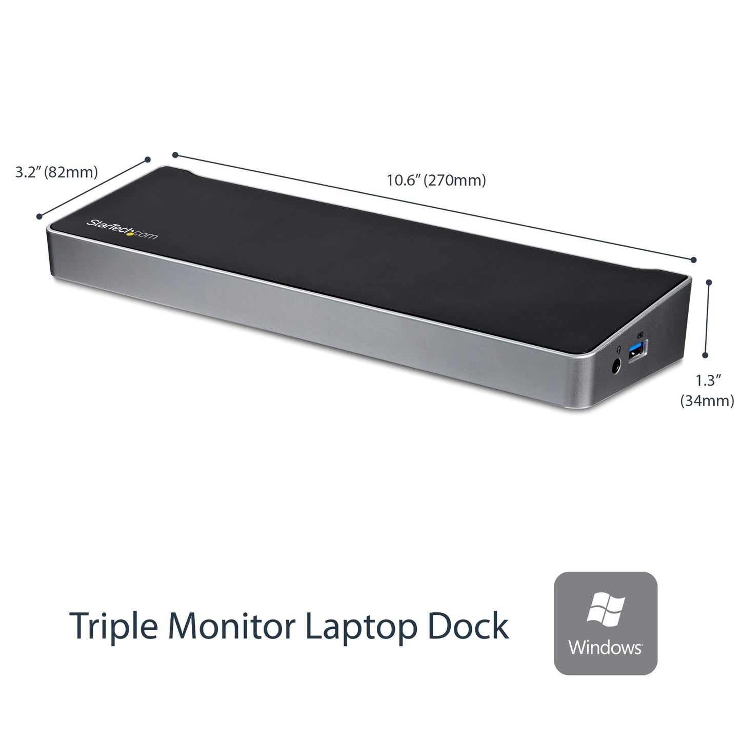 StarTech.com USB3DOCKH2DP notebook dock/port replicator Wired USB 3.2 Gen 1 (3.1 Gen 1) Type-A Black, Silver