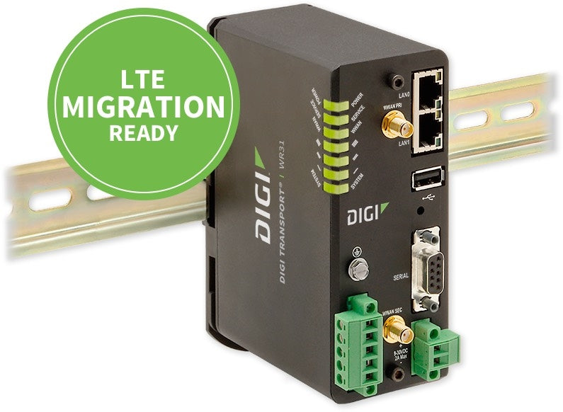 WR31-M72A-DE1-TB - Digi TRANSPORT WR31 - LTE EMEA/APAC (800/900/1800/2100/2600MHZ), NO POWER SUPPLY, NO