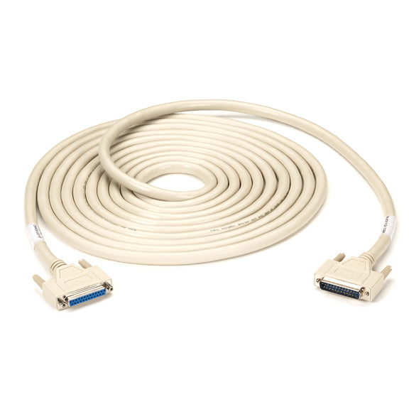 RS232 DOUBLE SHIELDED CABLE - METAL HOOD, DB25 MALE/FEMALE, 25-CONDUCTOR, 75-FT.