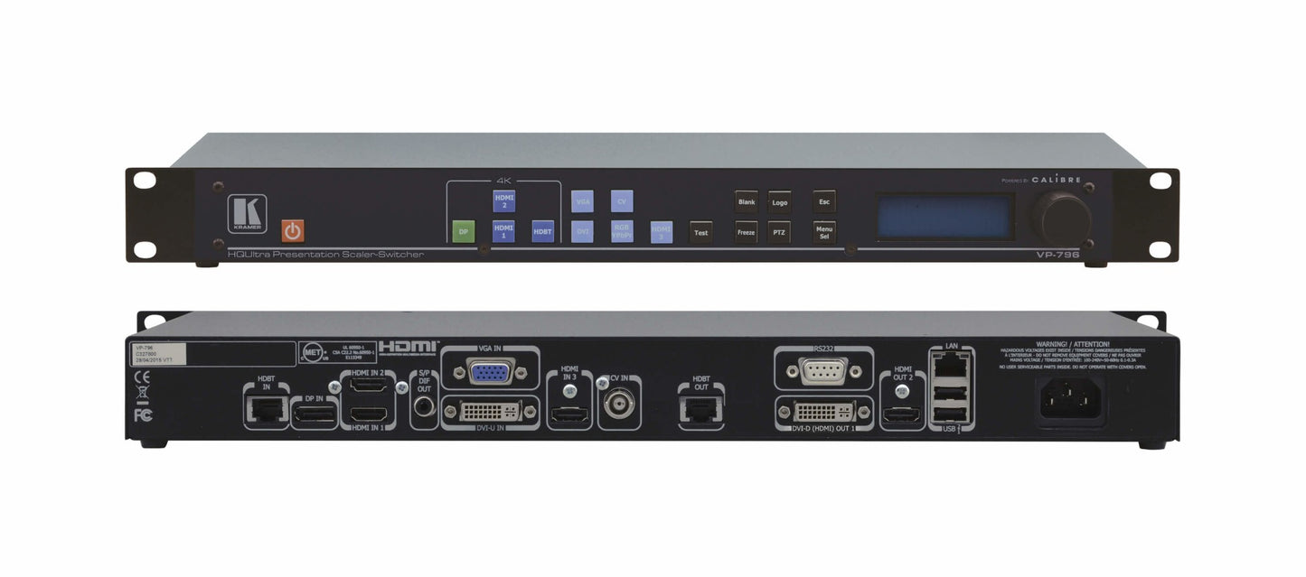 Kramer Electronics THE VP-796A IS A UNIVERSAL 4K@60HZ (4:2:0) PRESENTATION SCALER-SWITCHER FOR HDMI